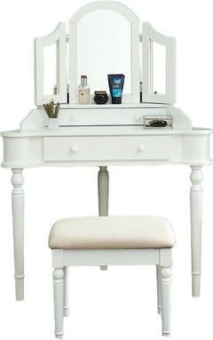 Furniture of America® Kasey White Vanity with Stool