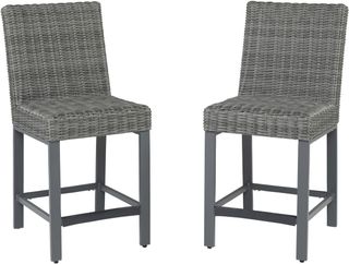 Signature Design by Ashley® Palazzo 2-Piece Gray Outdoor Barstool Set