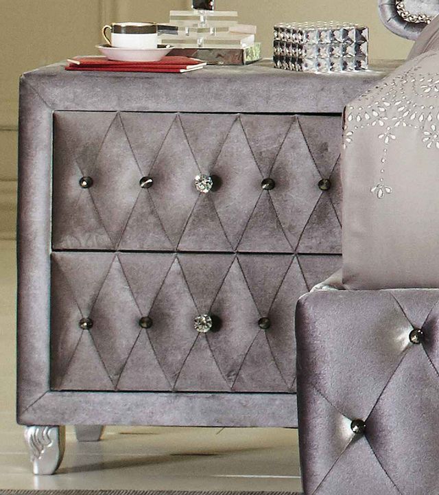 Coaster® Deanna Metallic Upholstered Nightstand-1