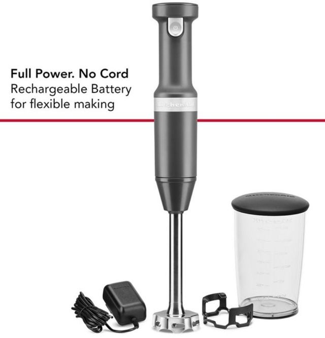 KitchenAid® Matte Charcoal Gray Cordless Hand Blender with Chopper and Whisk Attachment 2