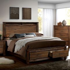 Furniture of America® Elkton Oak Eastern King Panel Storage Footboard Drawers