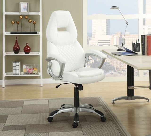 Coaster® White And Silver Adjustable Height Office Chair-1