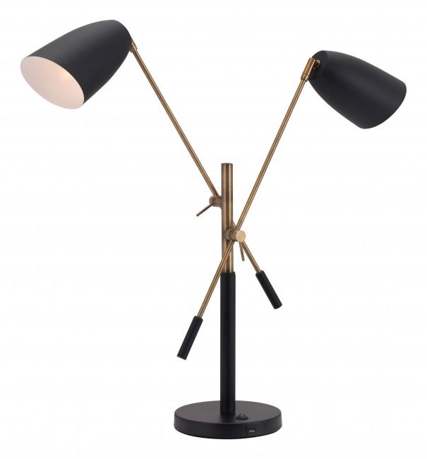 Zuo Tanner Matte Black And Brass Table Lamp 56078 Modern Living London