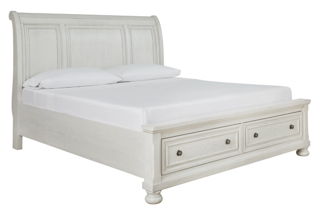Signature Design by Ashley® Robbinsdale Antique White King Sleigh Bed with Storage
