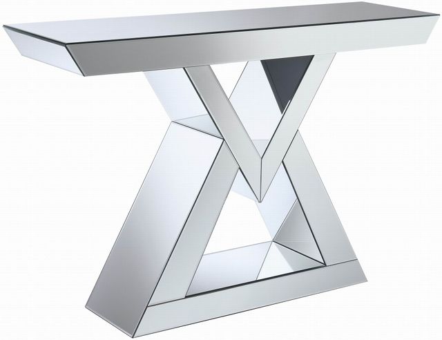 Coaster® Clear Mirror Console Table With Triangle Base