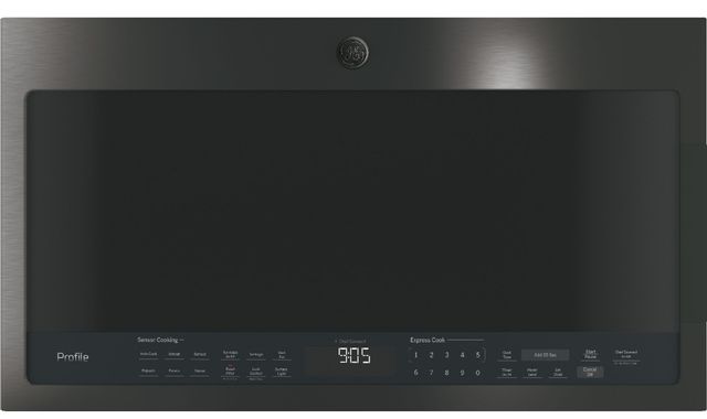 GE Profile™ 2.1 Cu. Ft. Black Stainless Steel Over the Range Microwave