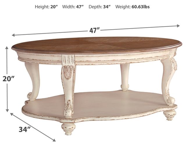 Signature Design by Ashley® Realyn White/Brown Oval Coffee Table-3