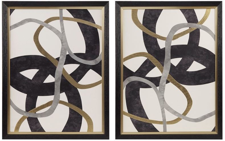 Olliix by Madison Park Moving Midas 2 Piece Black Abstract Gold