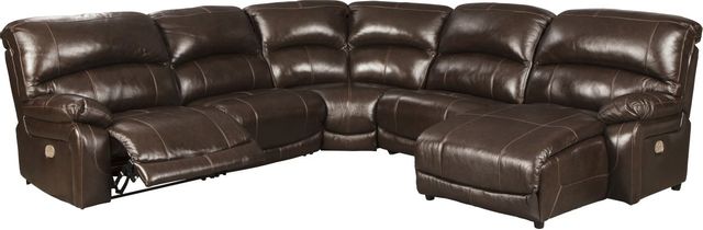 Signature Design by Ashley® Hallstrung Chocolate 5-Piece Power Reclining Sectional with Chaise-0