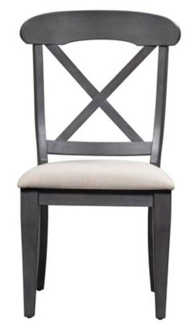 Liberty Ocean Isle Slate/Weathered Pine Upholstered X Back Side Chair-1