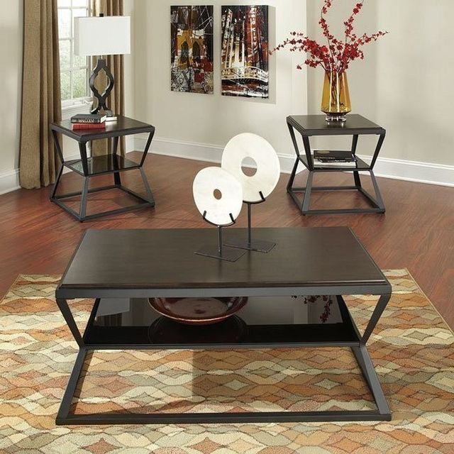 Signature Design by Ashley® Soffiton 3 Piece Dark Brown Occasional Table Set 1