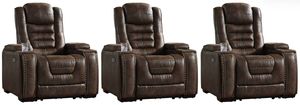 Signature Design by Ashley® Game Zone 3-Piece Bark Power Theater Seating Set