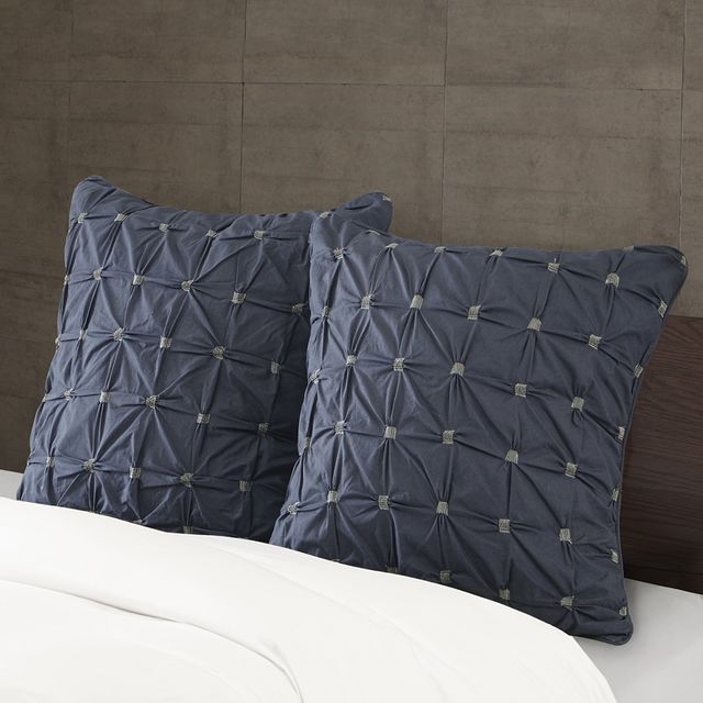 Olliix by INKY+IVY Navy Jane Embroidered Euro Sham-1