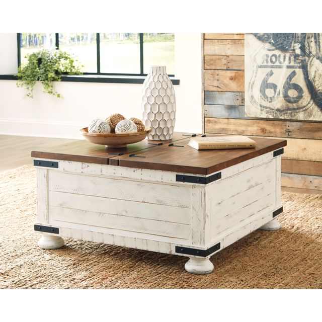 Signature Design by Ashley® Wystfield White/Brown Coffee Table with Storage 4