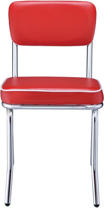 Coaster® Set of 2 Retro Red And Chrome Open Back Side Chairs 1
