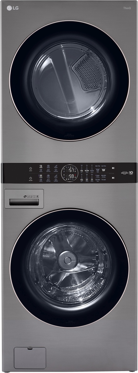 LG 4.5 Cu. Ft. Washer, 7.4 Cu. Ft. Electric Dryer Graphite Steel Front Load Stack Laundry