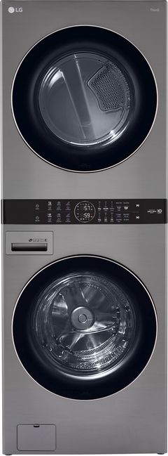 LG 4.5 Cu. Ft. Washer, 7.4 Cu. Ft. Electric Dryer Graphite Steel Front Load Stack Laundry-WKE100HVA