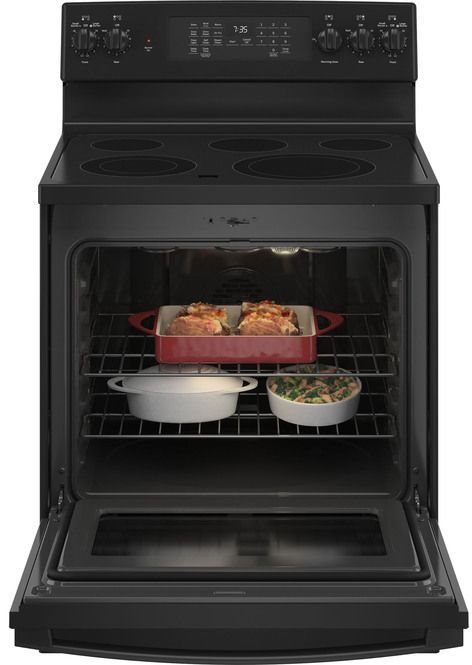 GE® 30" Black Free Standing Electric Convection Range-2
