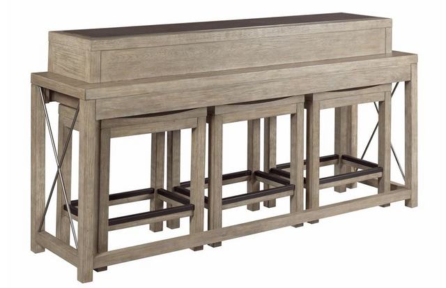 Hammary® West End Off-White Bar Console with Three Stools-0