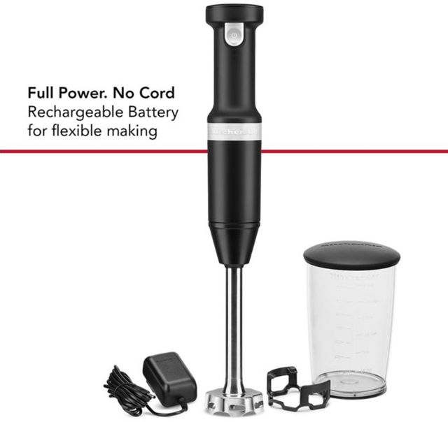 KitchenAid® Black Matte Cordless Hand Blender with Chopper and Whisk Attachment 2