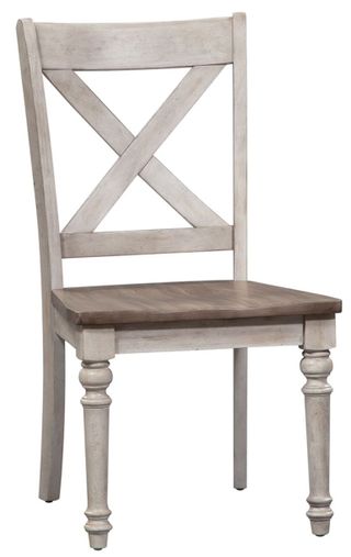 Liberty Furniture Cottage Lane Antique White X Back Wood Seat Side Chair