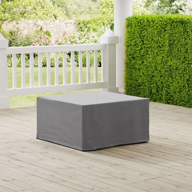 Crosley Furniture® Gray Outdoor Square Table and Ottoman Furniture Cover-3