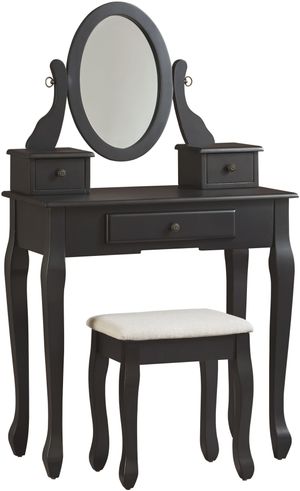 Signature Design by Ashley® Huey Vineyard Black Vanity with Mirror and Stool Set