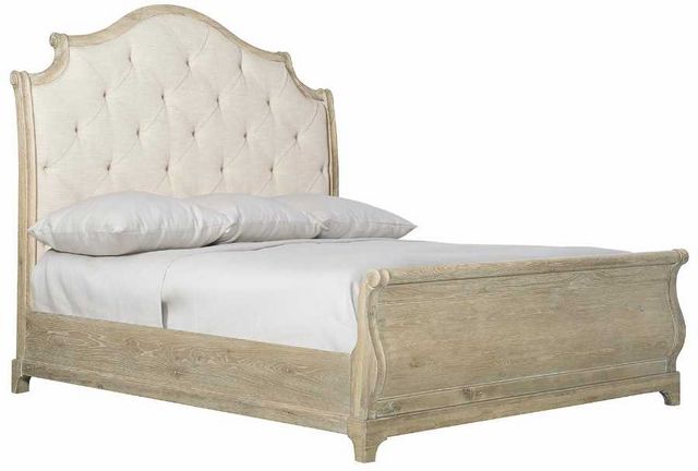 Bernhardt Rustic Patina Sand King Upholstered Sleigh Bed 0