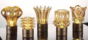 Crestview Collection 5 Pieces Brown/Yellow LED Finials Set