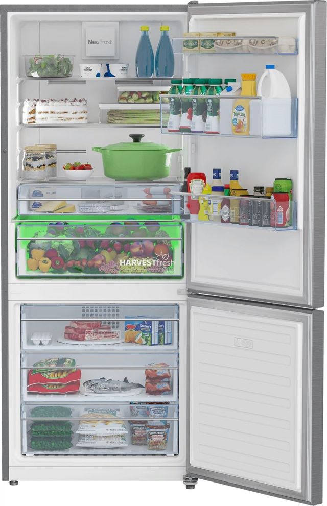 Beko 14.0 Cu. Ft. Fingerprint-Free Stainless Steel Counter Depth Bottom Freezer Refrigerator  2