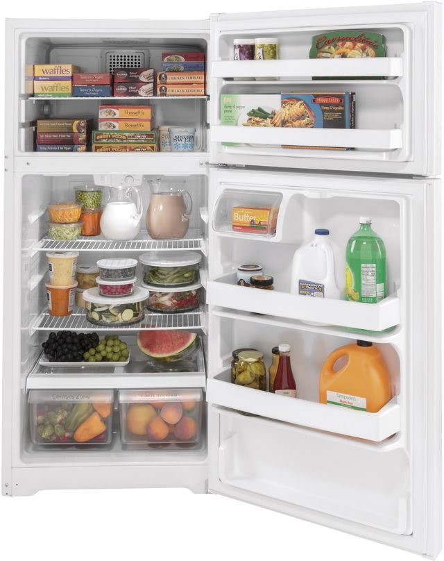 GE® 15.6 Cu. Ft. White Top Freezer Refrigerator | Spencer's TV ...