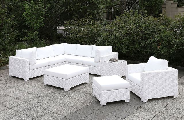 Furniture of America® Somani II White Patio Large Ottoman 1