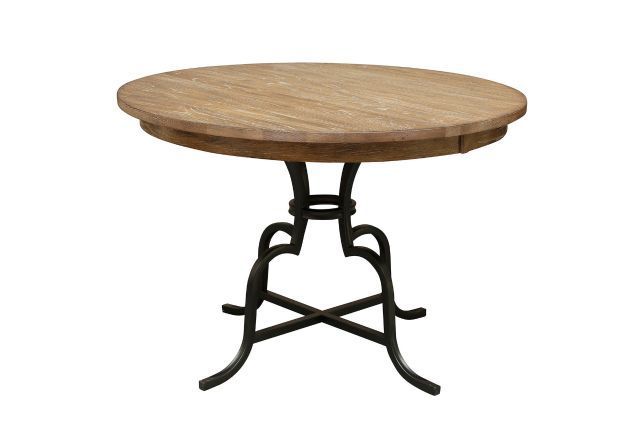 Kincaid Furniture The Nook - Brushed Oak 54" Round Dining Table with metal Base 0