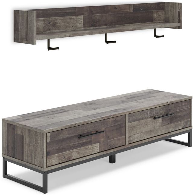 Signature Design by Ashley® Neilsville Multi-Gray Bench with Coat Rack
