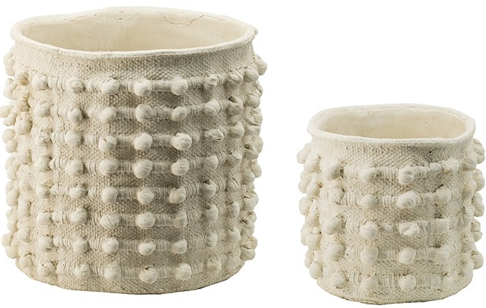 A & B Home Set of 2 Cream Large Planters