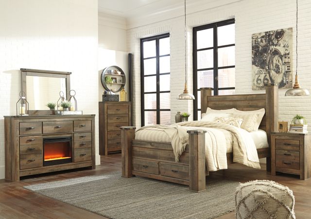 Signature Design by Ashley® Trinell Brown Dresser with Fireplace Option 8