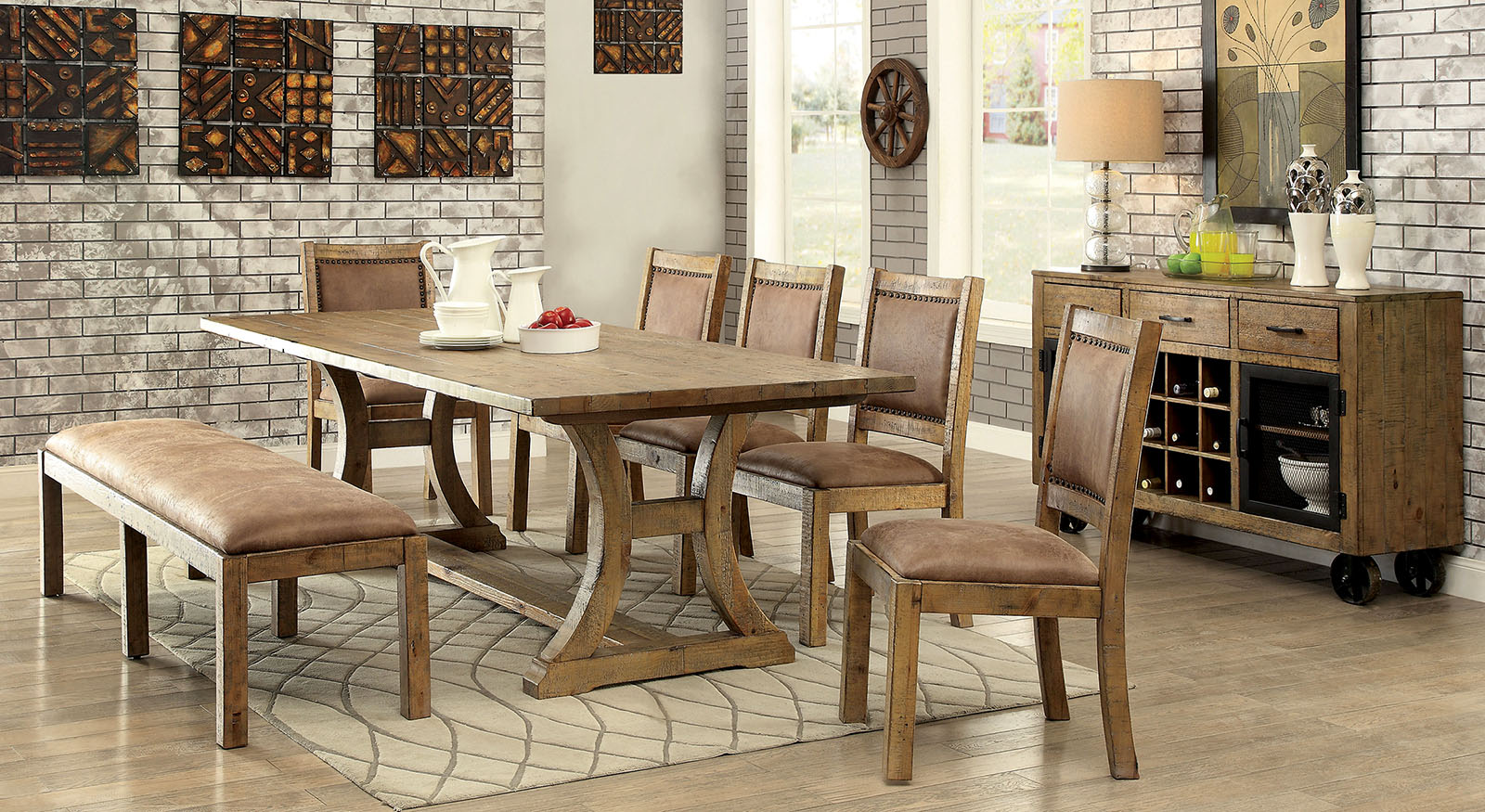 7 piece oak dining outlet set