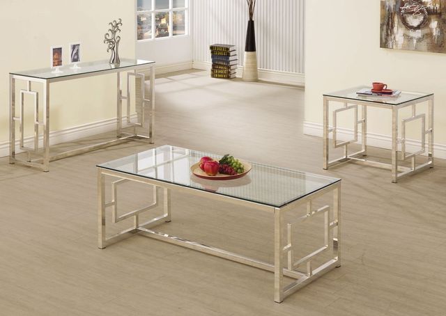 Coaster® Merced Nickel Rectangle Glass Top Coffee Table-2