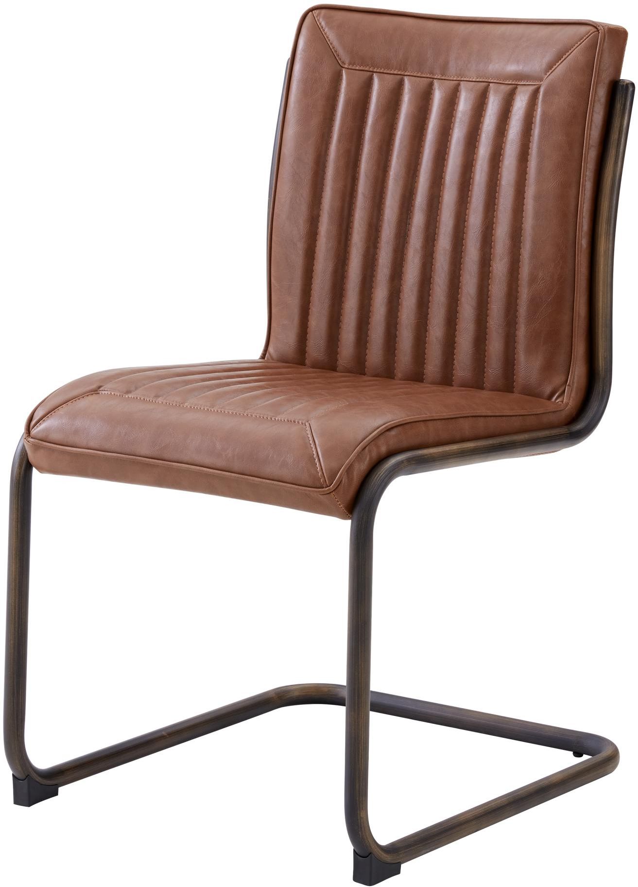 real leather cantilever dining chair