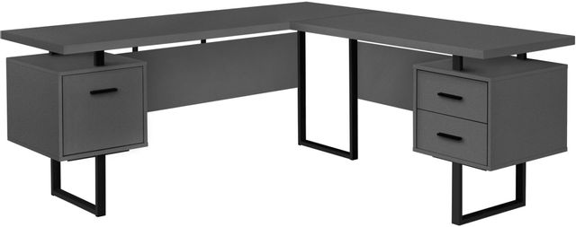 Computer Desk, Home Office, Corner, Left, Right Set-Up, Storage Drawers,  70L, L Shape, Work, Laptop, Metal, Laminate, Black, Grey, Contemporary,  Modern, Big Sandy Superstore