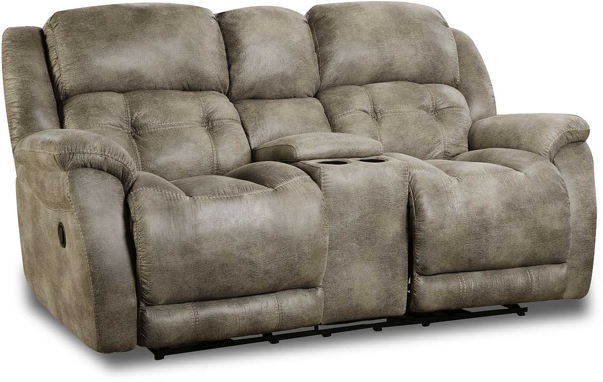 Rocking loveseat with outlet console