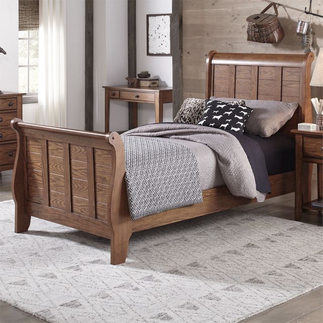 Liberty Furniture Grandpas Cabin Aged Oak Youth Twin Sleigh Bed 4