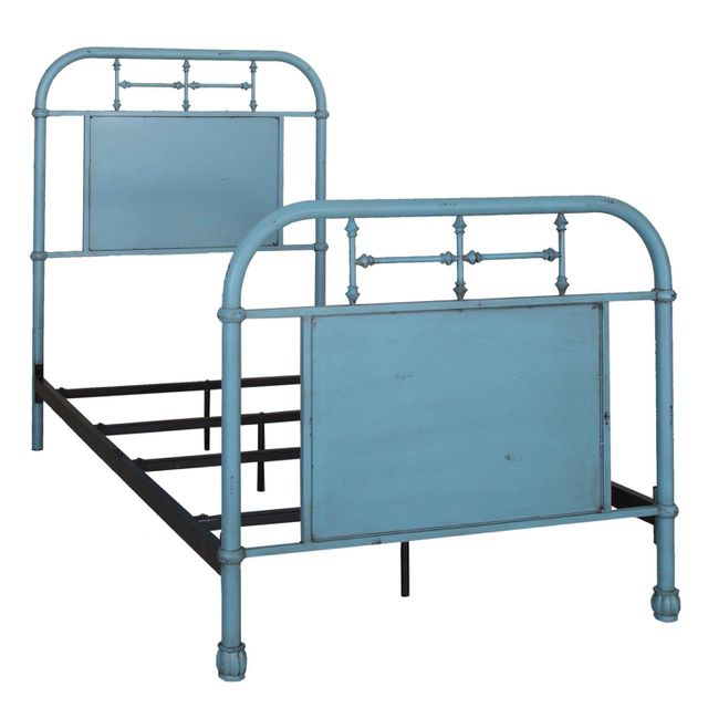 Liberty Vintage Blue Metal Twin Bed with Rails-1