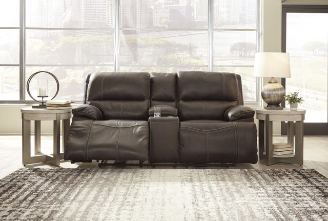 Signature Design by Ashley® Ricmen Walnut Power Reclining Loveseat with Console 7