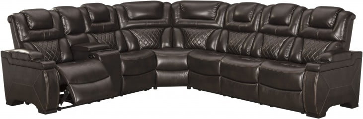 Signature Design by Ashley® Warnerton Chocolate 3-Piece Reclining Sectional with Power