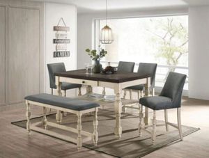 Furniture of America® Plymouth 6-Piece Dark Gray/Ivory Counter-Height Dining Set