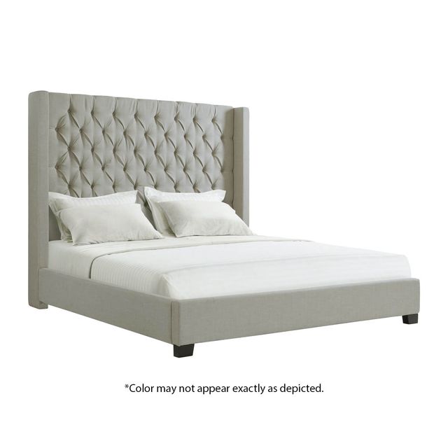 Elements International Morrow Taupe King Upholstered Bed-0