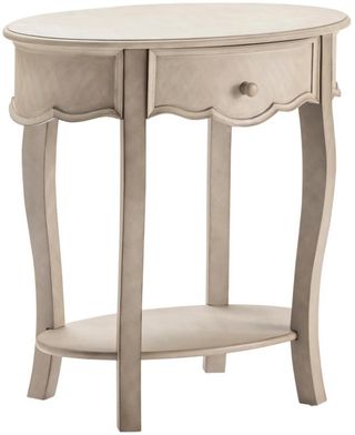Crestview Collection Hawthorne Estate Textured White Wash Oval Accent Table