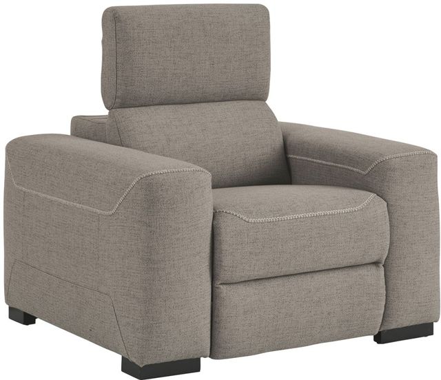 Signature Design by Ashley® Mabton Gray Power Recliner with Adjustable Headrest 1