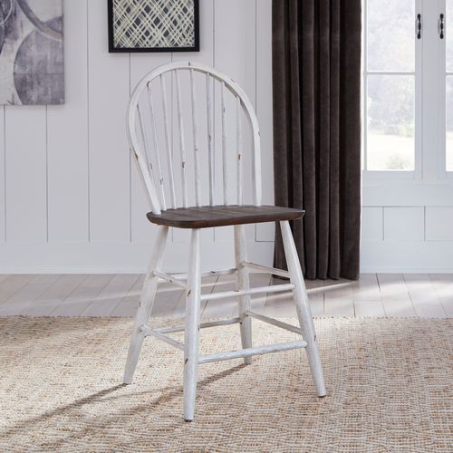 Liberty Furniture Farmhouse Two Tone White Windsor Back Counter Chair 4